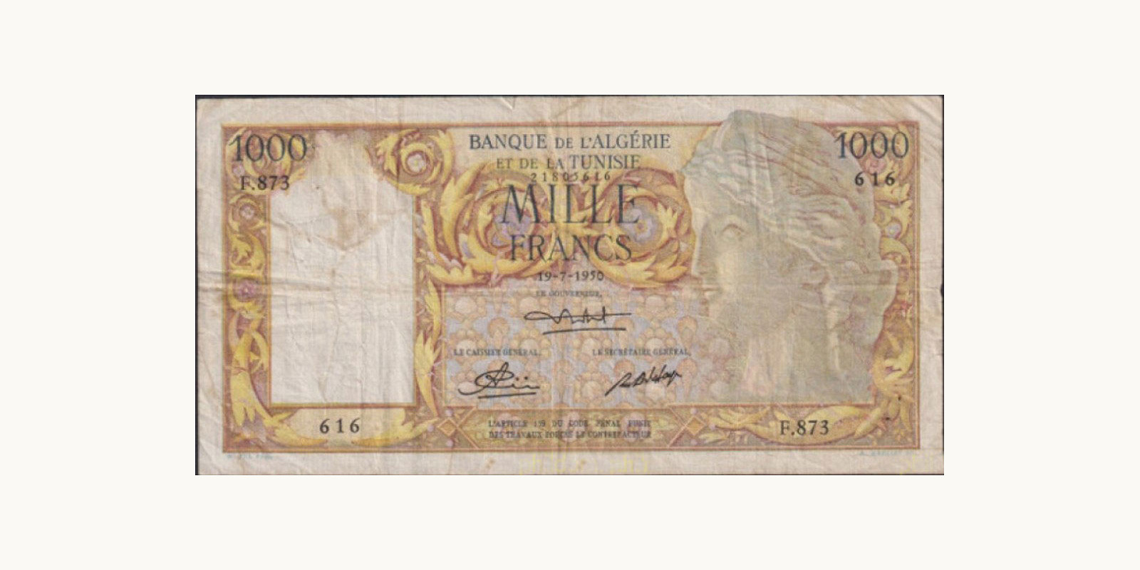 1000 franc 1950
