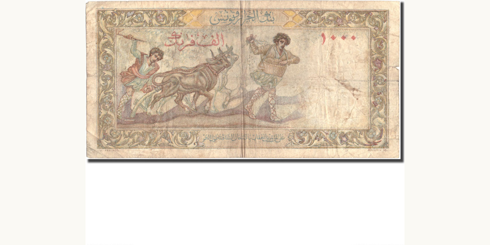 1000 franc Algeria 1956 — Back side