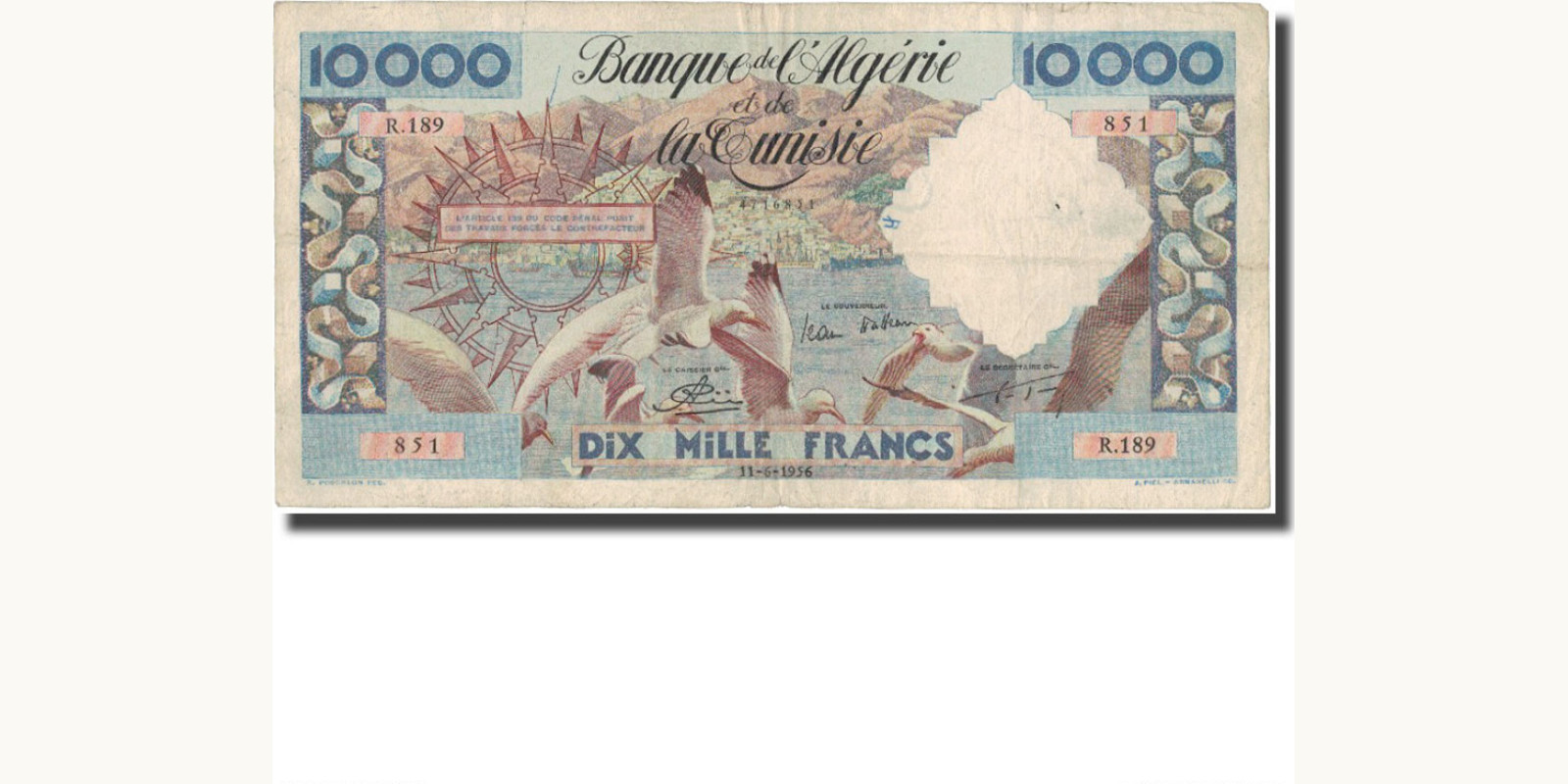 10000 franc Algeria 1956 — Front side