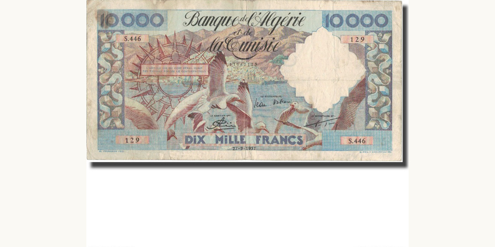 10000 franc Algeria 1957 — Front side