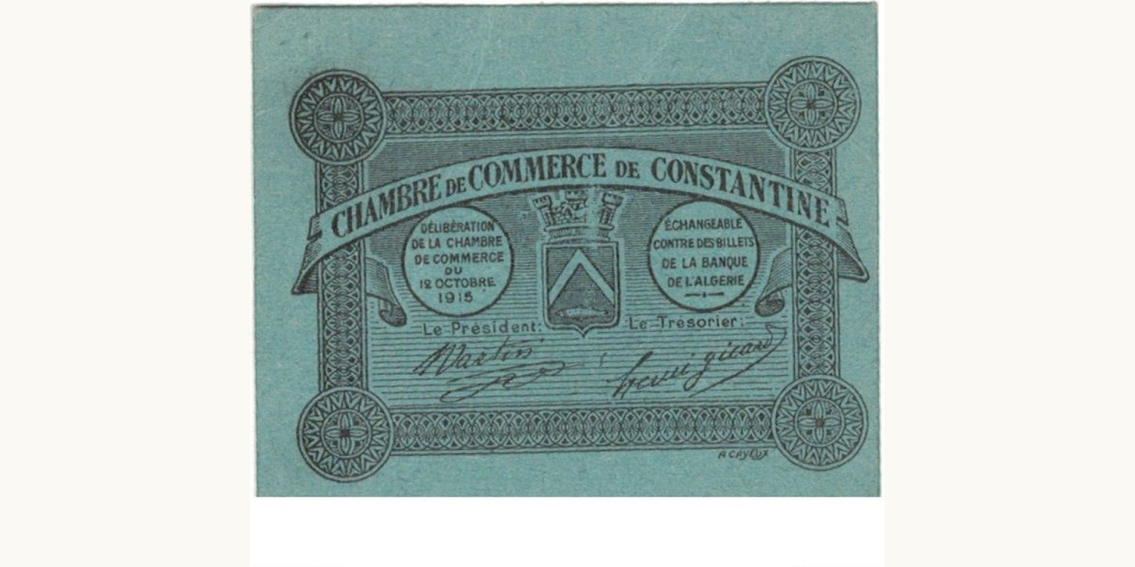 5 centimes Algeria 1915 — Back side