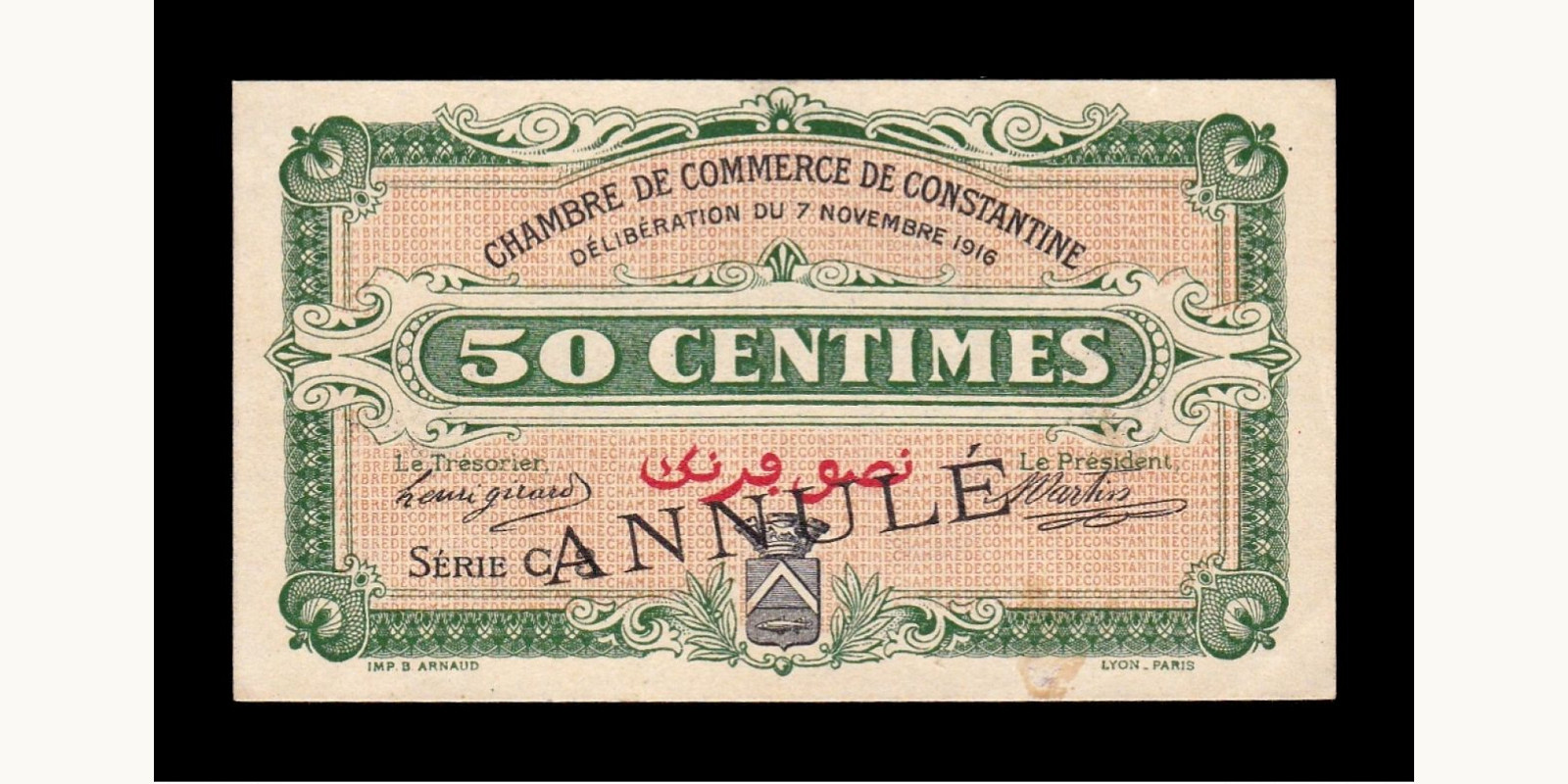 50 centimes Algeria 1916 — Front side