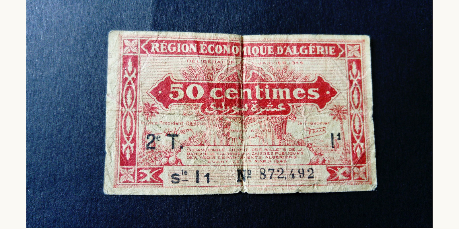 50 centimes Algeria 1940 — Front side