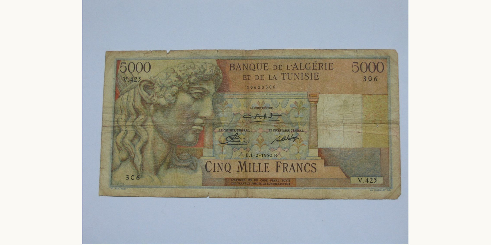 5000 franc Algeria 1950 — Front side