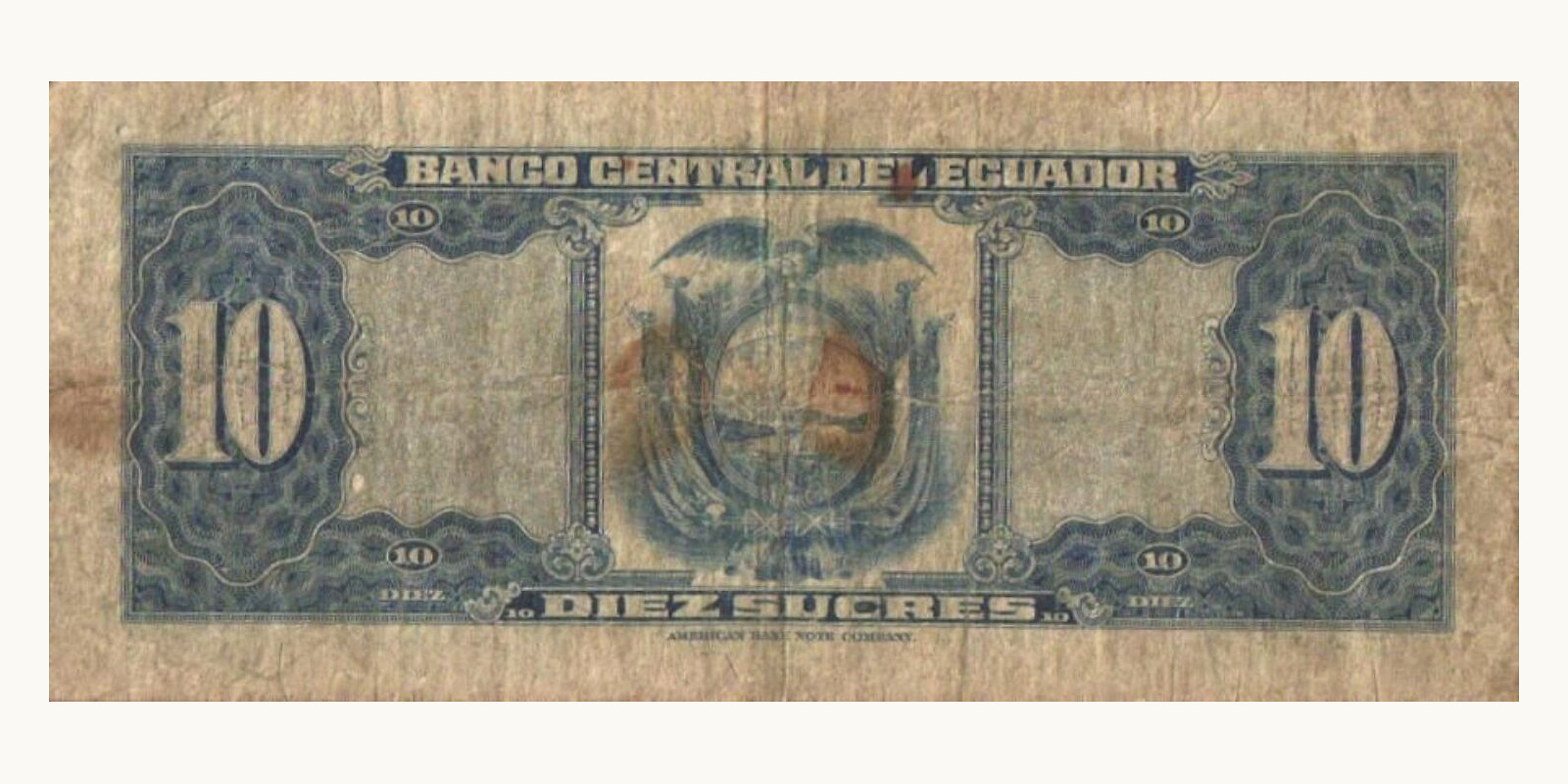 10 quitot Ecuador 1950 — Back side