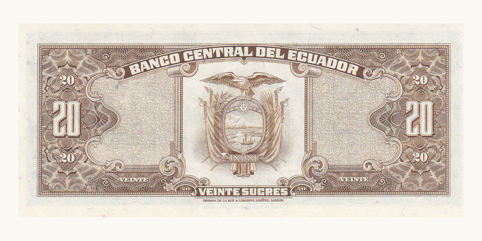 20 sucres Ecuador 1980 — Back side