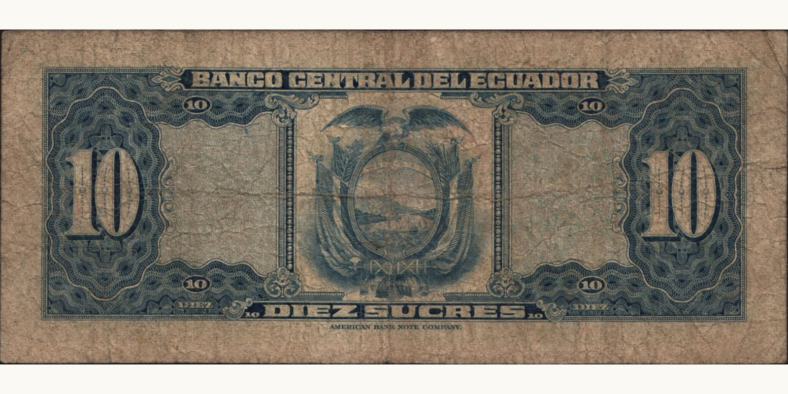 10 sucres Ecuador 1966 — Back side