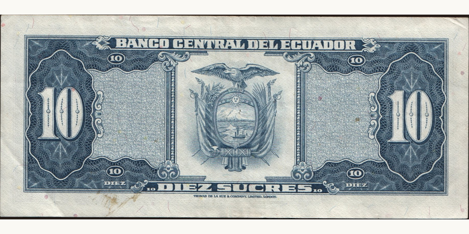 10 sucres Ecuador 1968 — Back side
