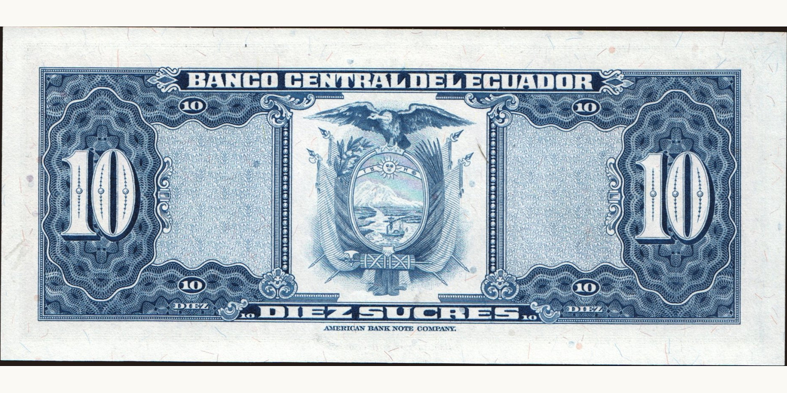 10 sucres Ecuador 1975 — Back side