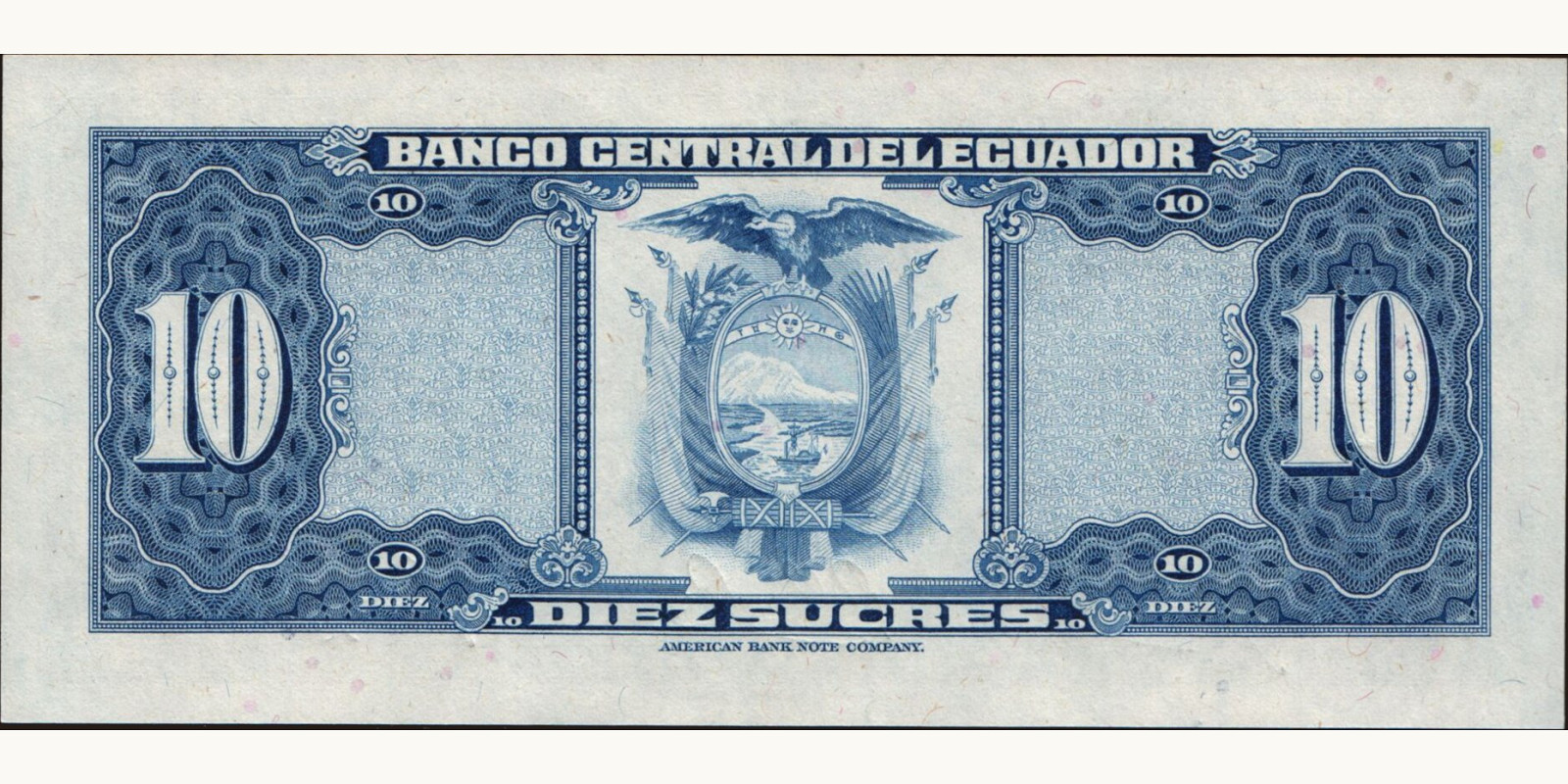 10 sucres Ecuador 1978 — Back side