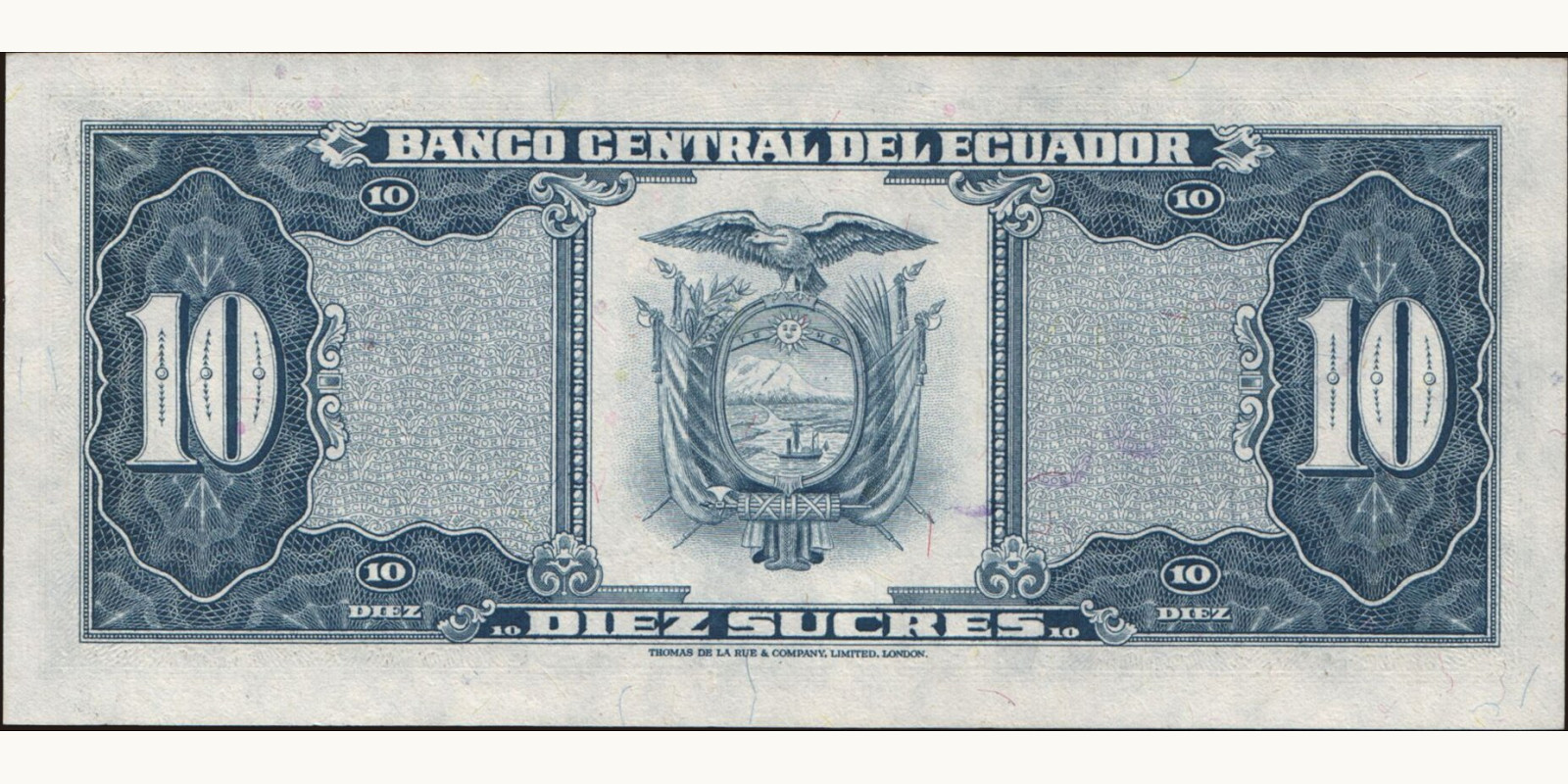 10 sucres Эквадор 1980 — Оборотная сторона