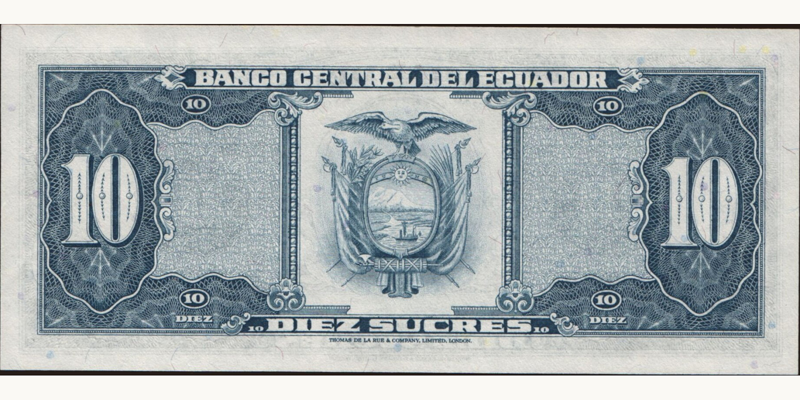 10 sucres Эквадор 1983 — Оборотная сторона