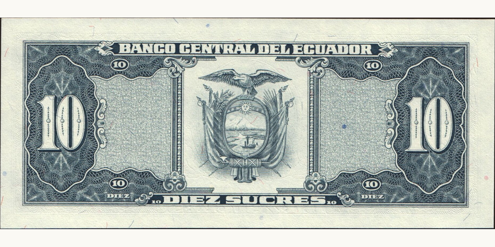 10 sucres Эквадор 1988 — Оборотная сторона