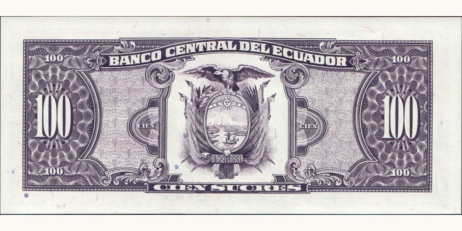 100 sucres Эквадор 1992 — Оборотная сторона