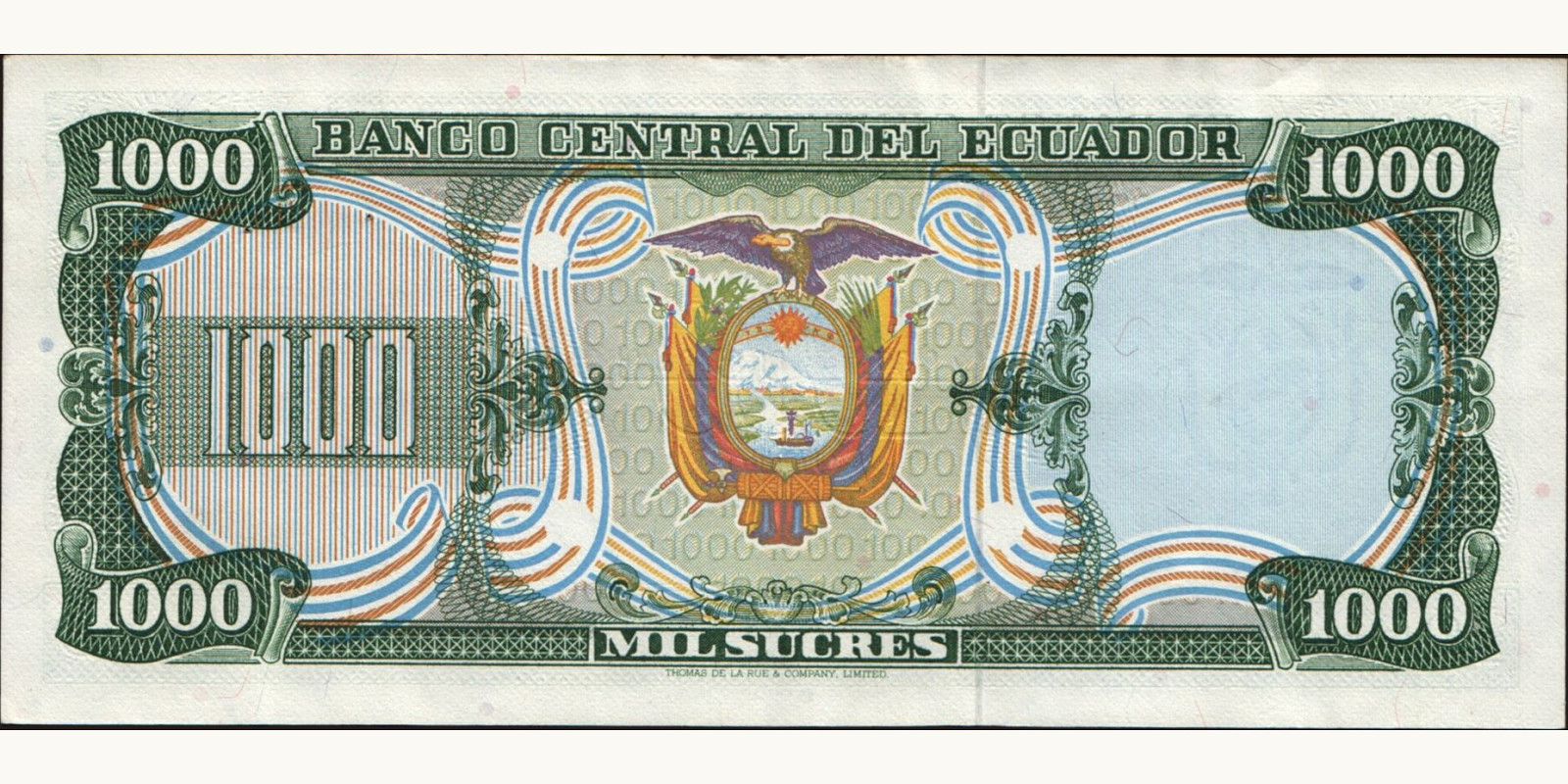 1000 sucres Эквадор 1980 — Оборотная сторона