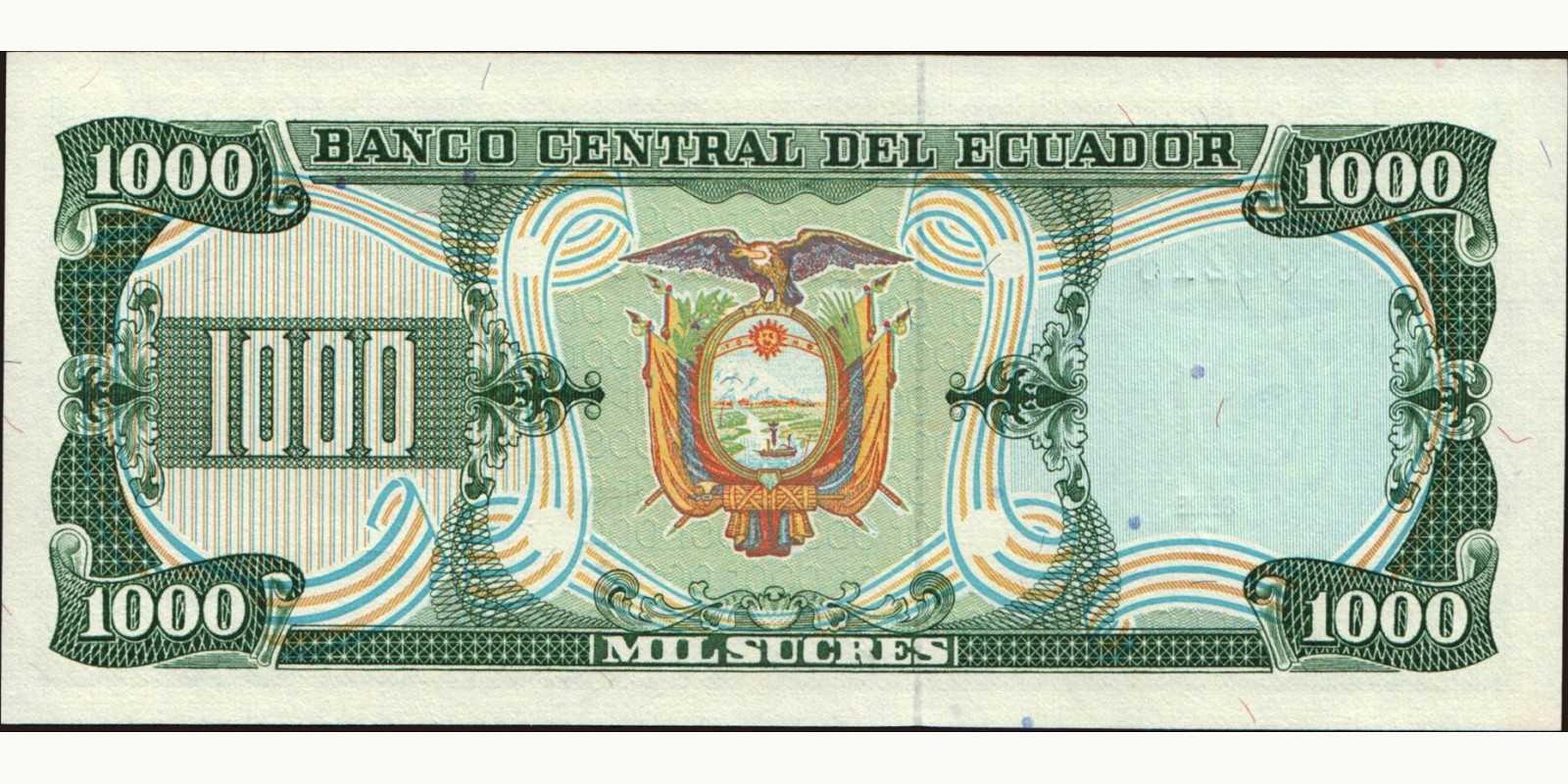 1000 sucres Эквадор 1988 — Оборотная сторона