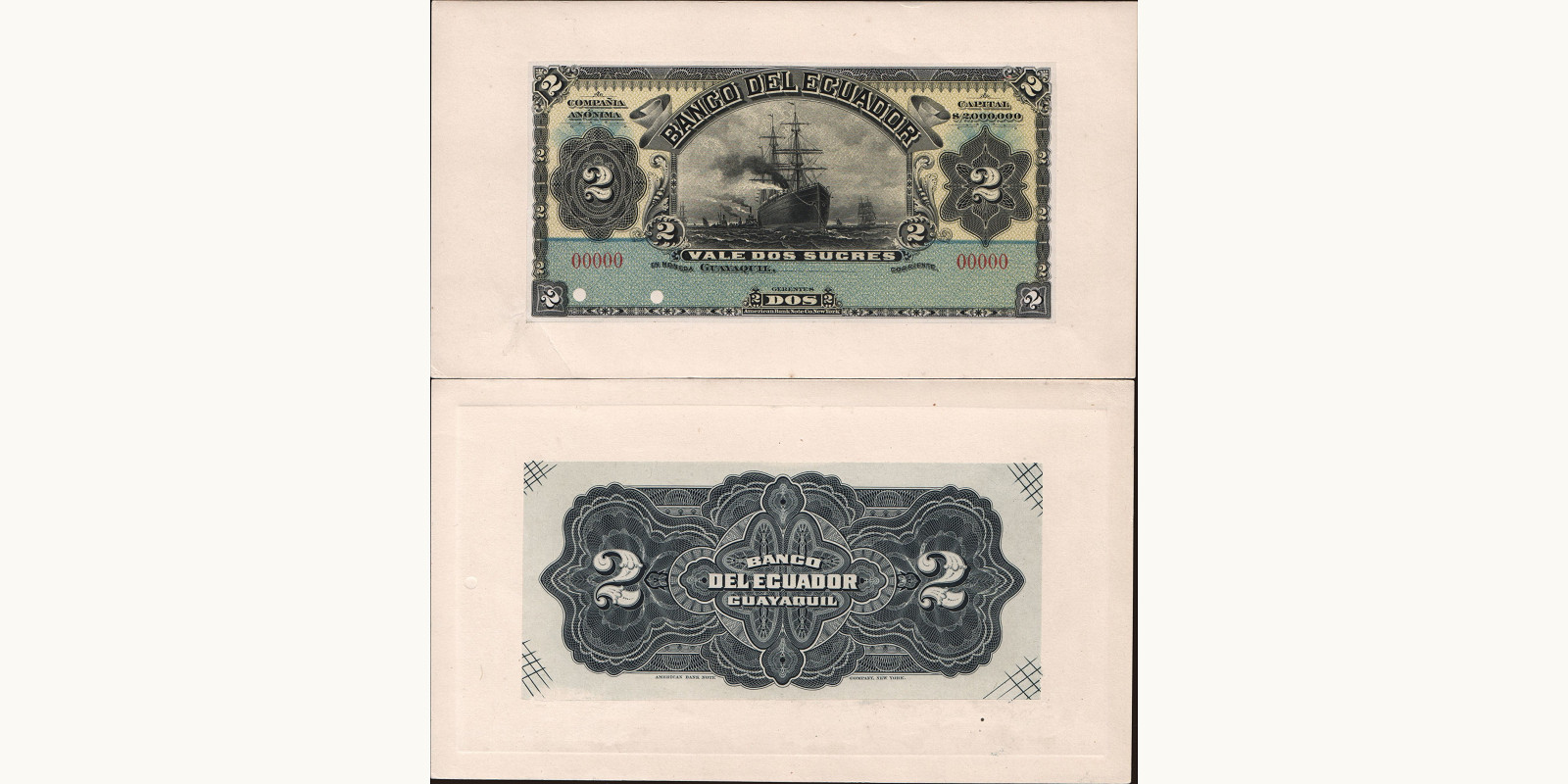 2 sucres Эквадор 1901 — Лицевая сторона