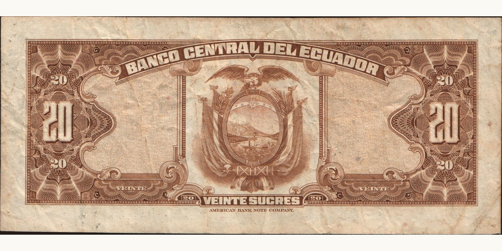 20 sucres Ecuador 1971 — Back side
