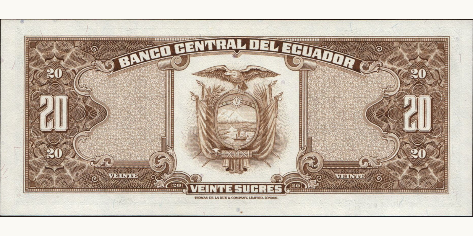 20 sucres Эквадор 1978 — Оборотная сторона