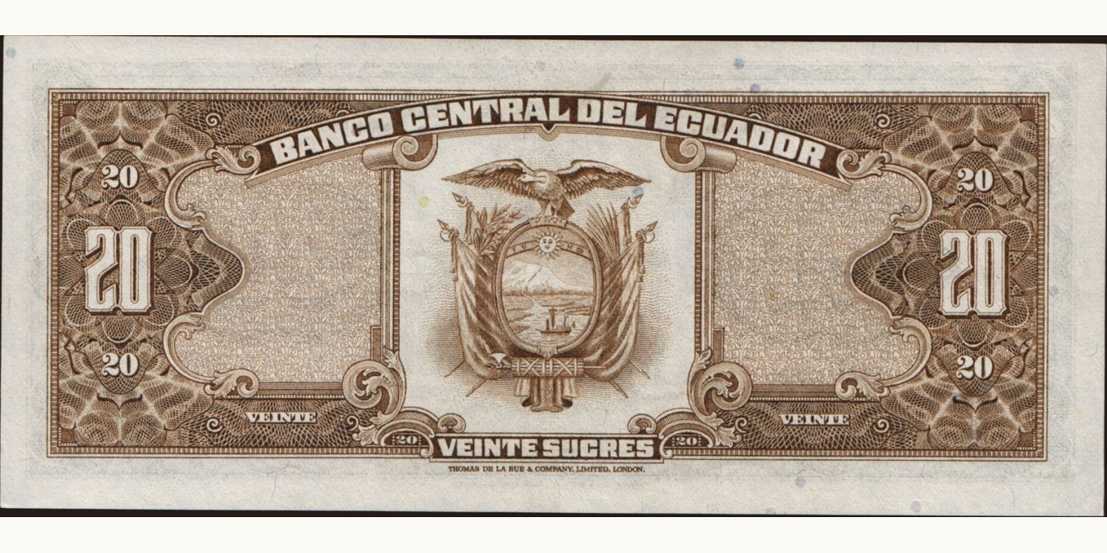 20 sucres Эквадор 1983 — Оборотная сторона