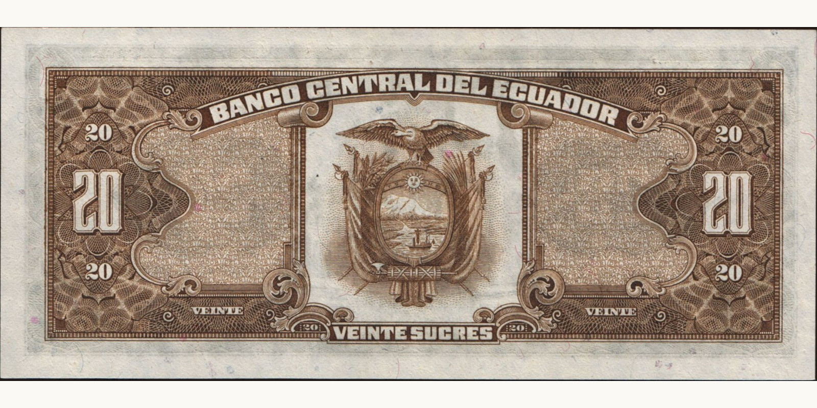 20 sucres Ecuador 1986 — Back side