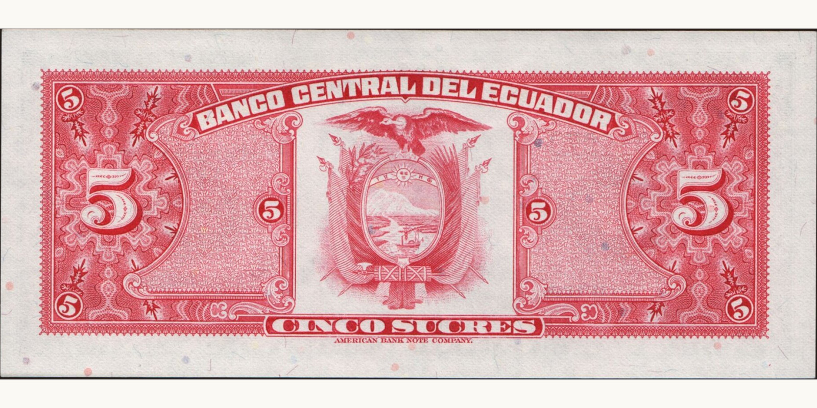 5 sucres Ecuador 1983 — Back side
