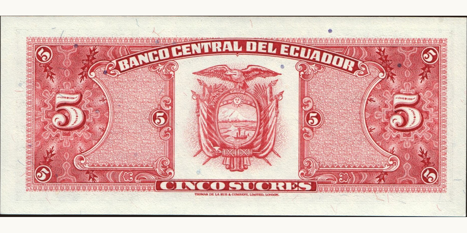 5 sucres Эквадор 1988 — Оборотная сторона