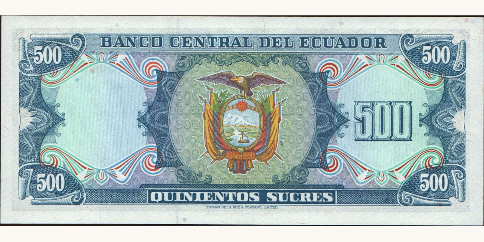 500 sucres Ecuador 1982 — Back side