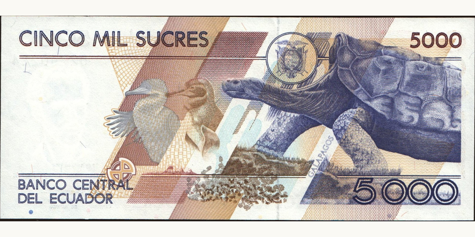 5000 sucres Эквадор 1992 — Оборотная сторона