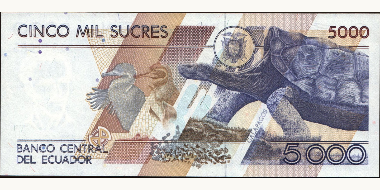 5000 sucres Ecuador 1993 — Back side