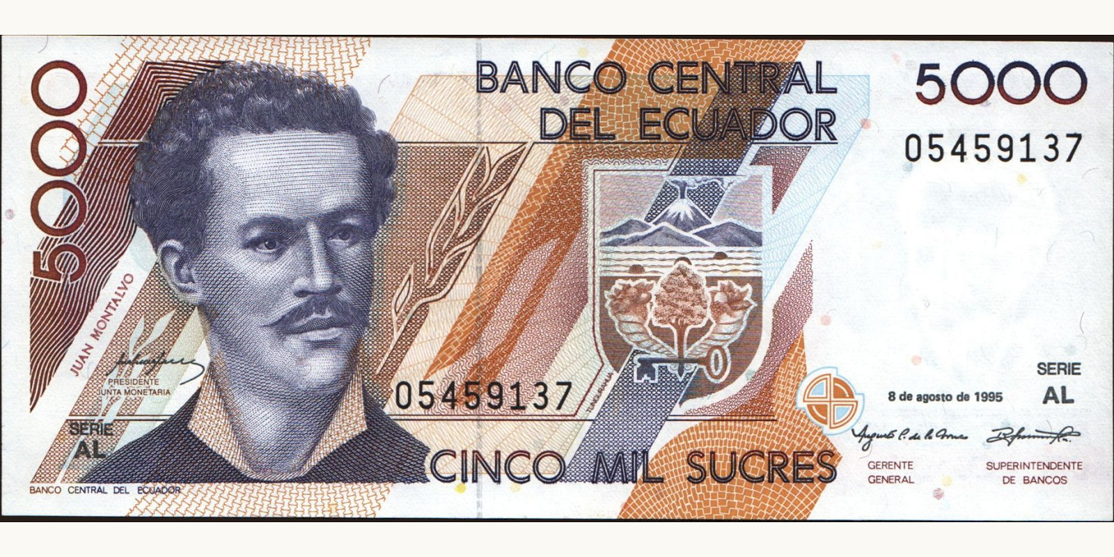 5000 sucres Эквадор 1995 — Лицевая сторона