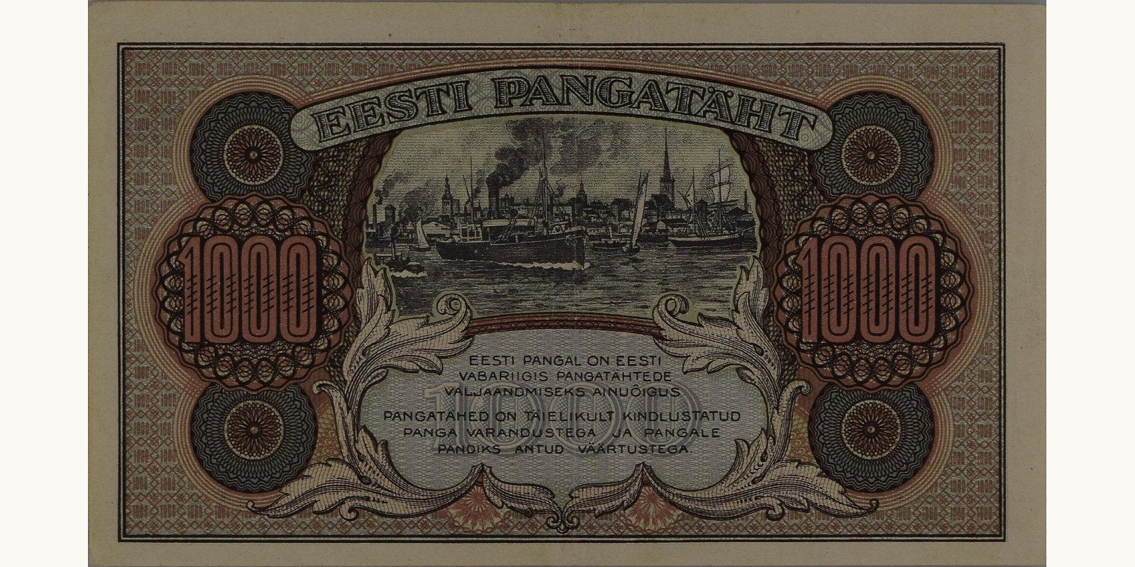 1000 Mark Estonia 1922 — Back side