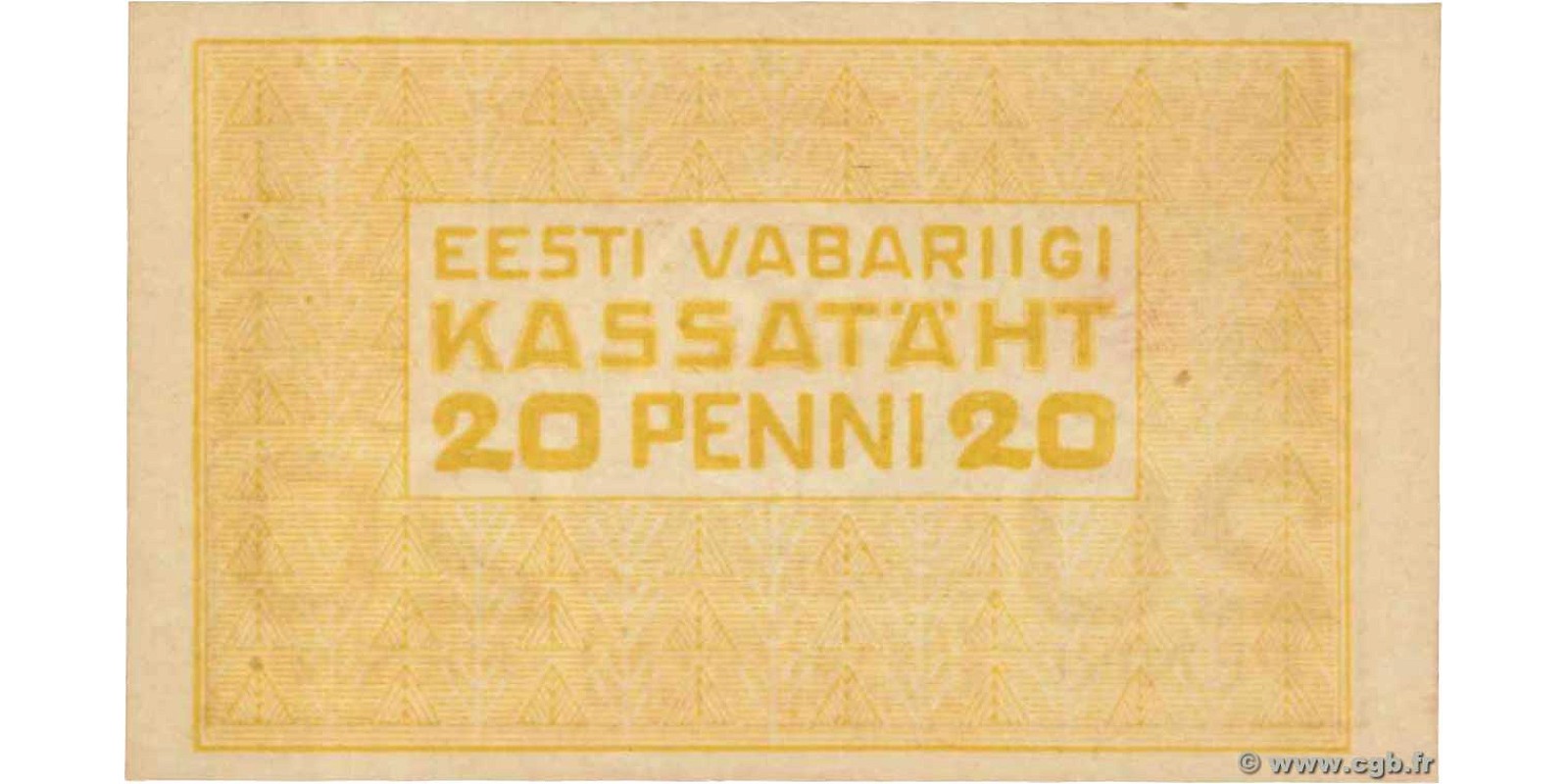 20 Penni Estonia 1918 — Back side