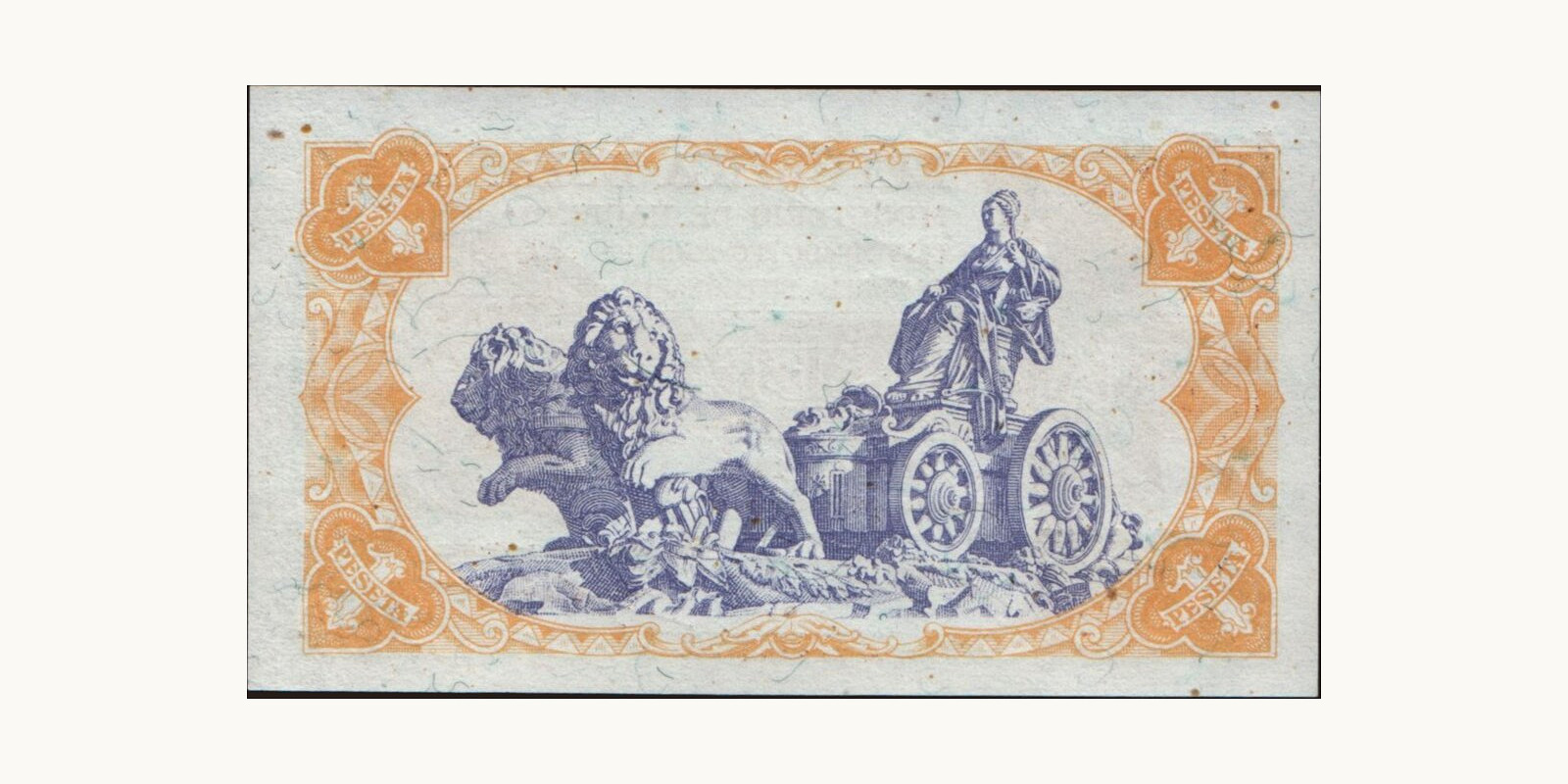 1 peseta Spain 1937 — Back side