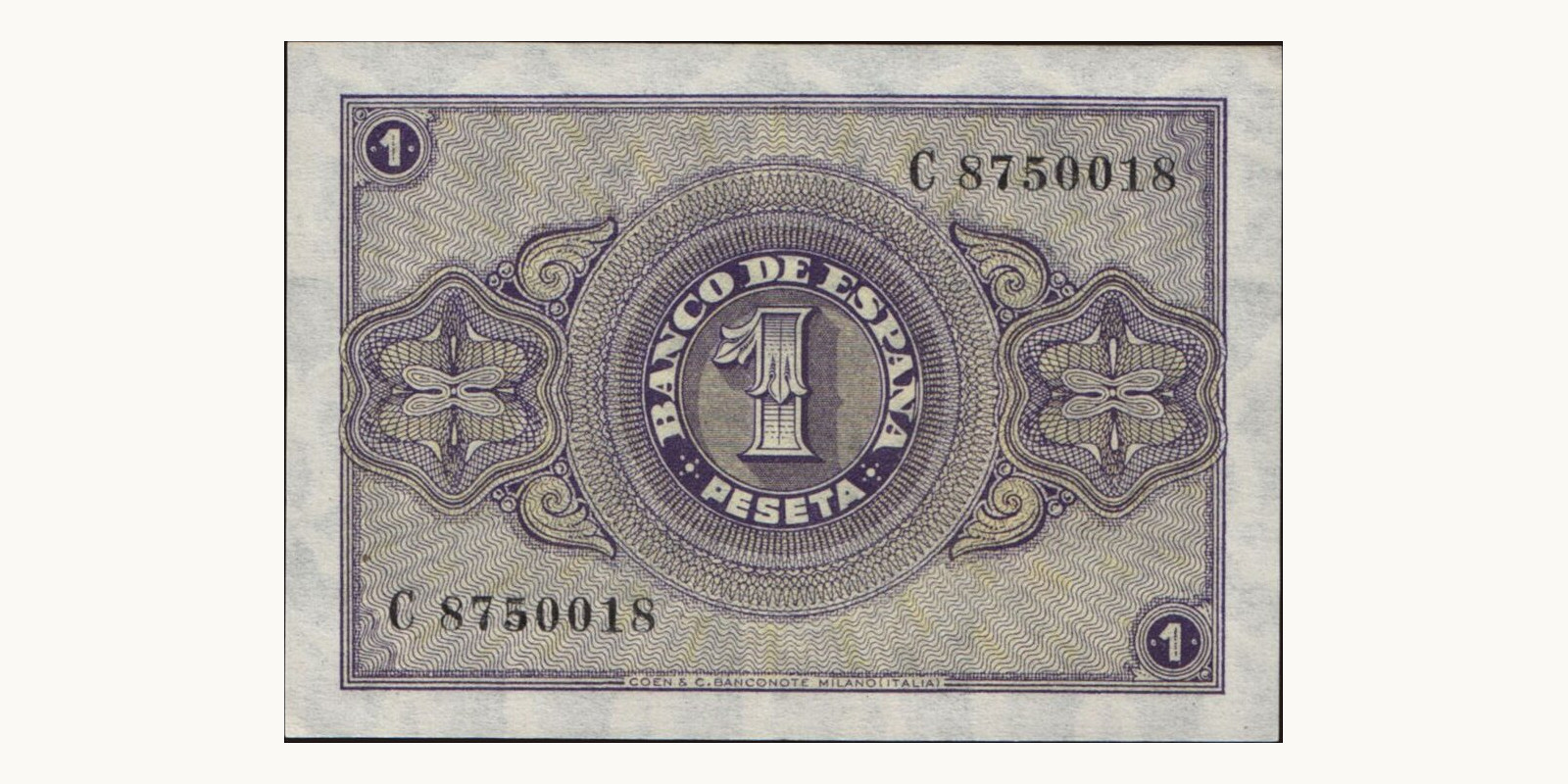 1 peseta Испания 1938 — Оборотная сторона