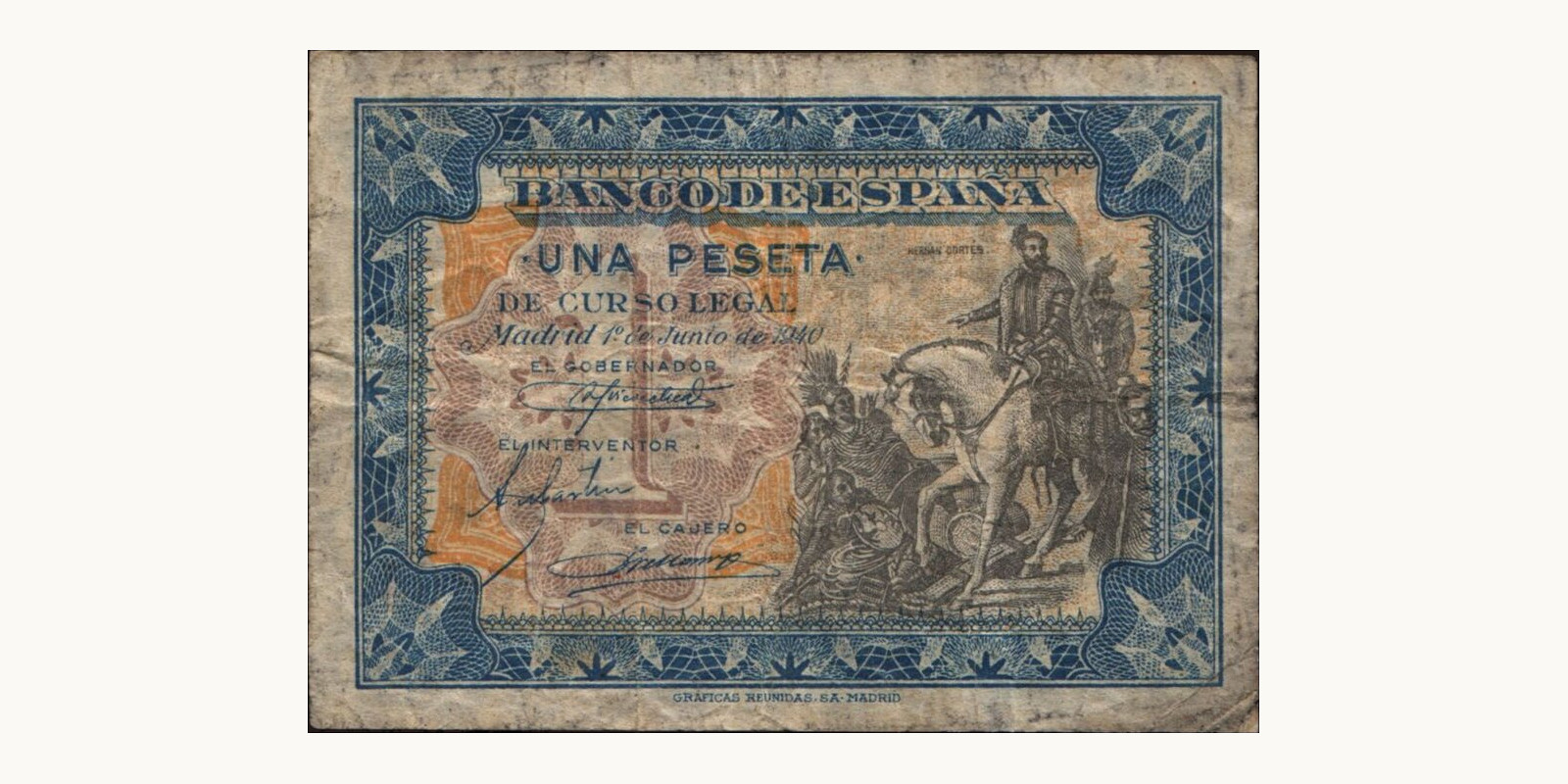 1 peseta Испания 1940 — Лицевая сторона