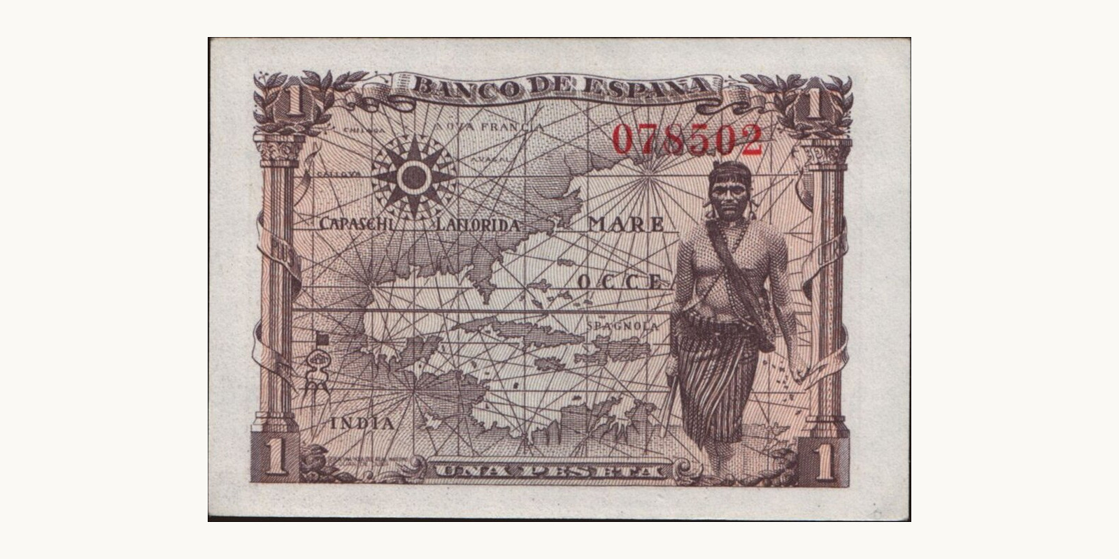 1 peseta Испания 1945 — Оборотная сторона