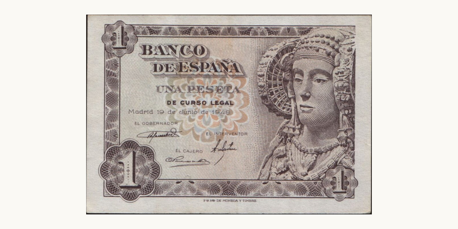 1 peseta Spain 1948 — Front side