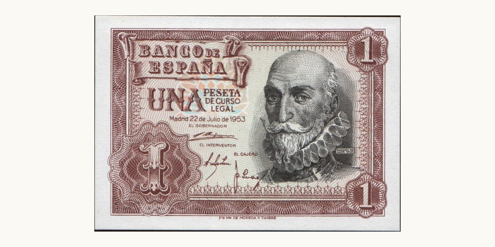 1 peseta Spain 1953 — Front side