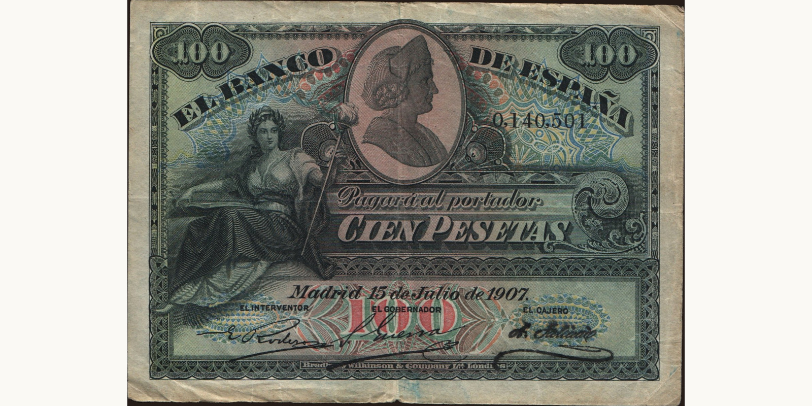 100 pesetas 1907