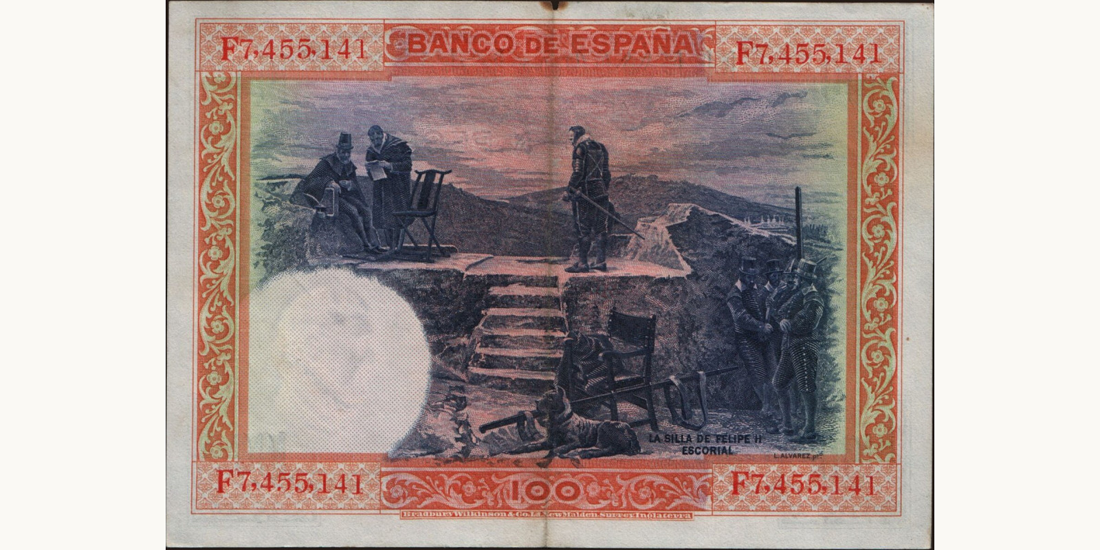 100 pesetas Spain 1925 — Back side