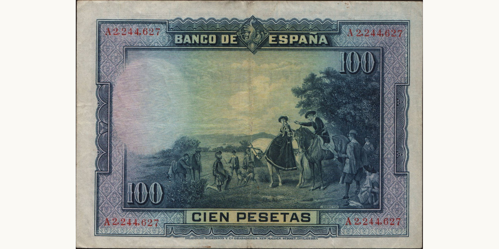 100 pesetas Испания 1928 — Оборотная сторона