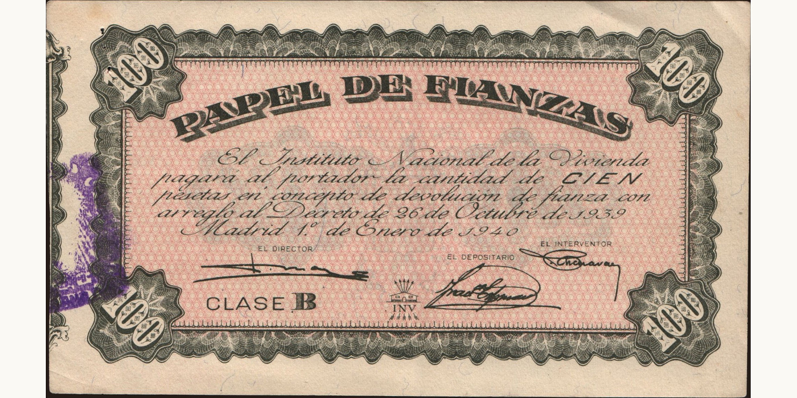 100 pesetas 1940