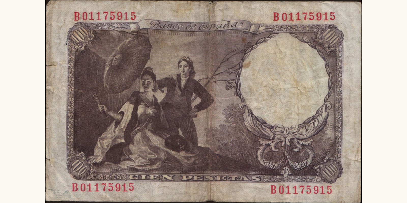 100 pesetas Spain 1946 — Back side