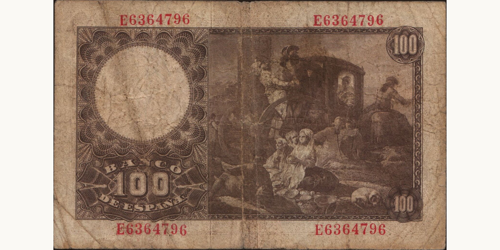 100 pesetas Spain 1948 — Back side