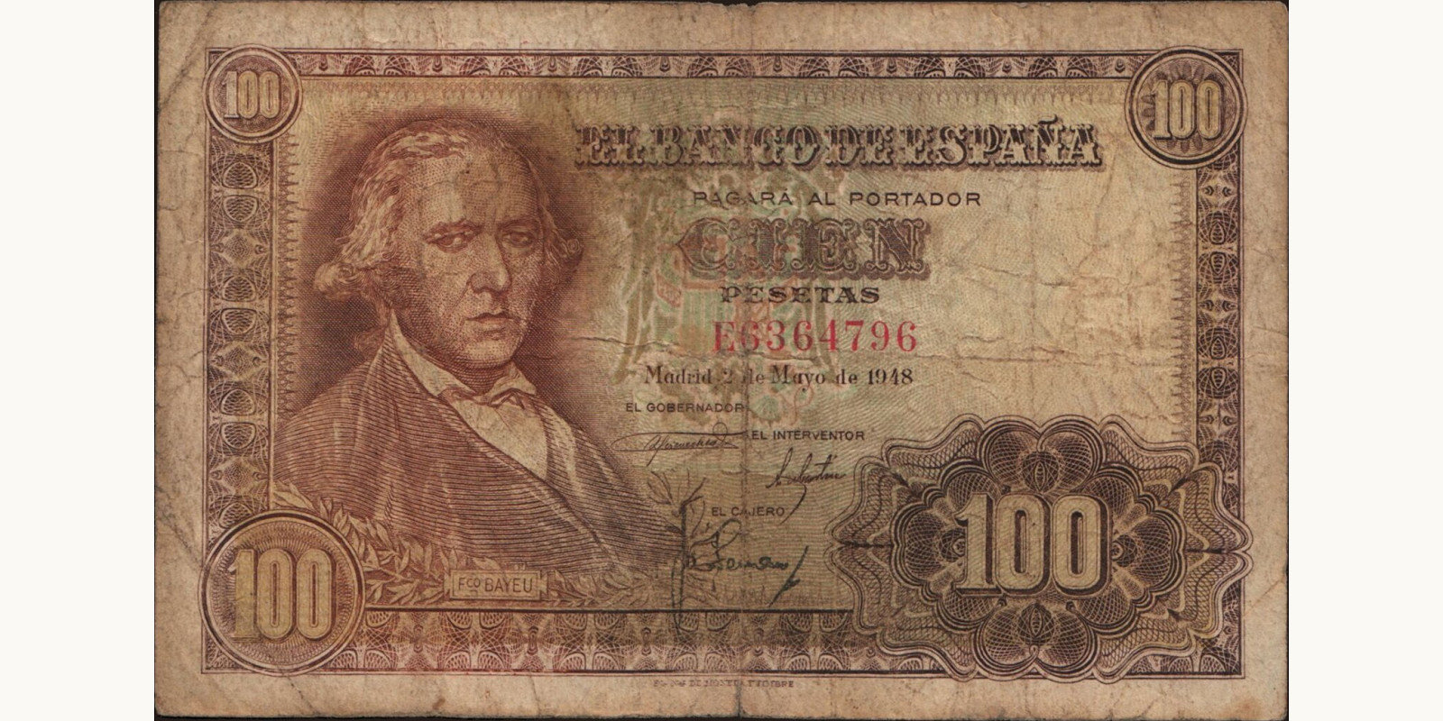 100 pesetas Spain 1948 — Front side