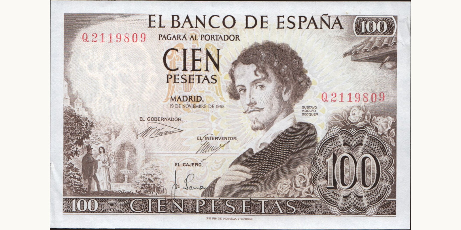 100 pesetas Spain 1965 — Front side