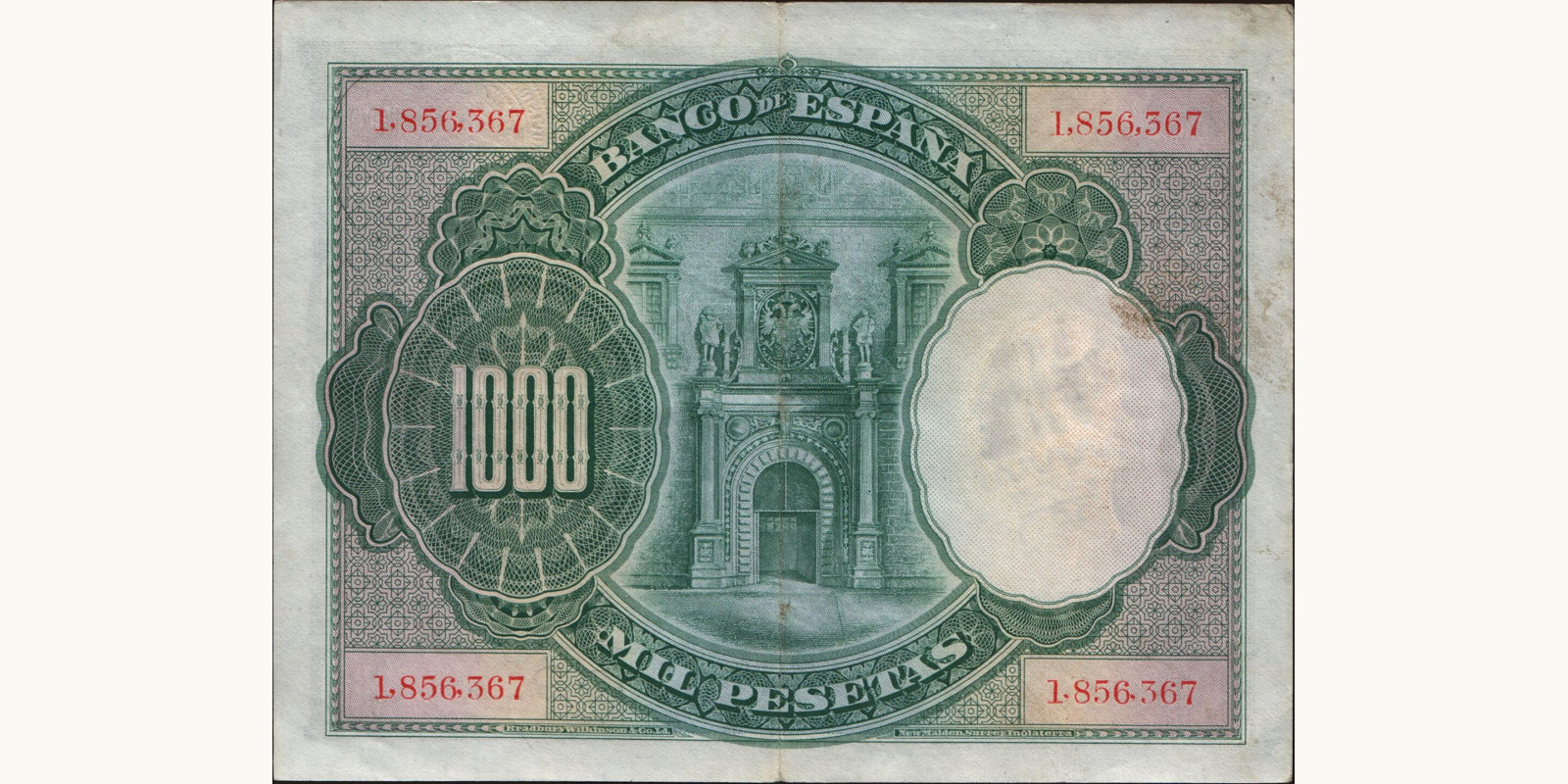 1000 pesetas Spain 1925 — Back side