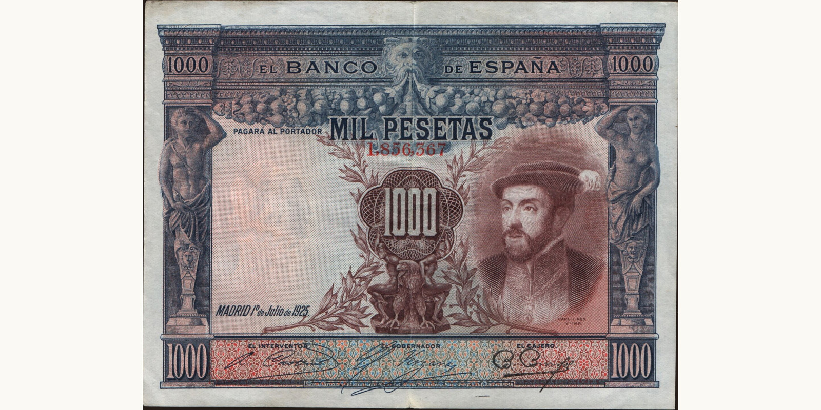 1000 pesetas Spain 1925 — Front side
