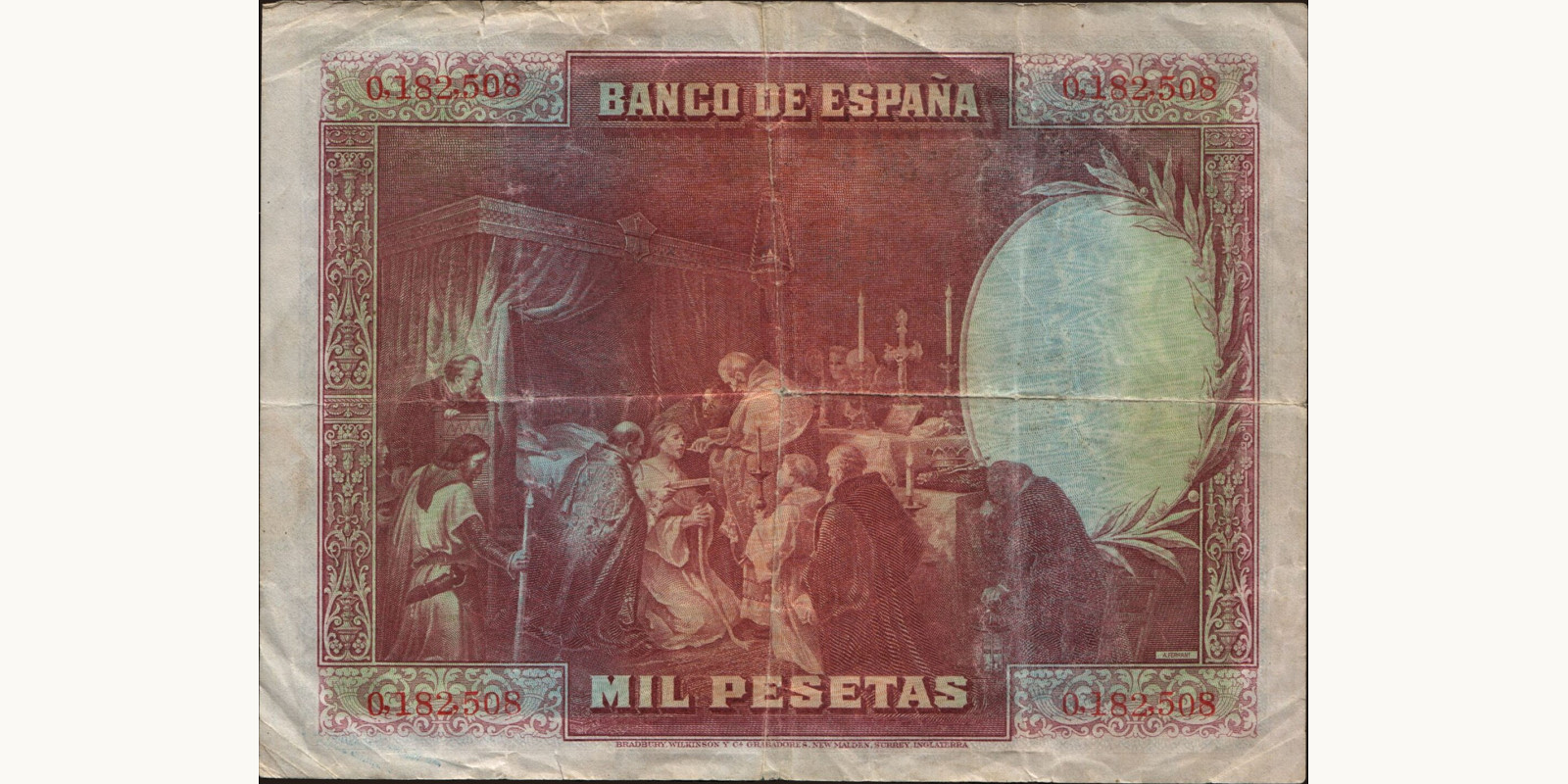 1000 pesetas Испания 1928 — Оборотная сторона